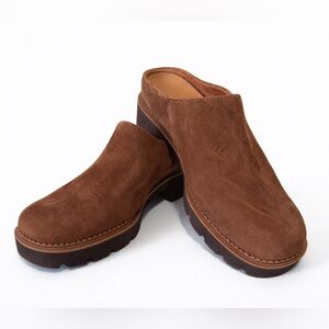 Vionic Fairfax Suede Mule Clogs Brown Comfort Slip On Shoes Women’s 8